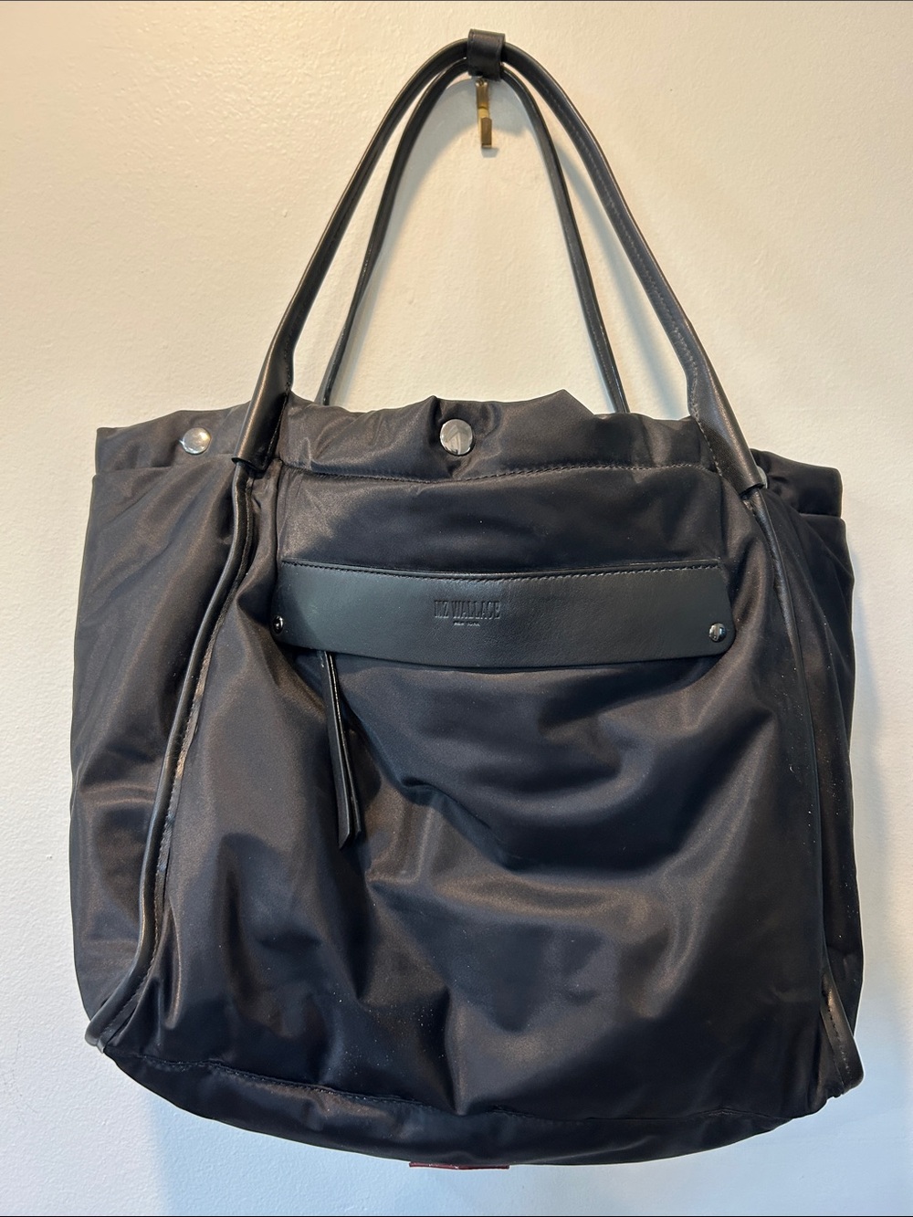 MZ Wallace Black Nylon Tote with Leather Trim 13x12